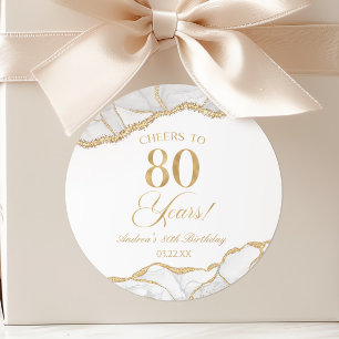Elegante Weißgold-Achat-80.-Geburtstagsfeier Runder Aufkleber