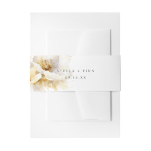 Elegante Weißgold-Blumenhochzeit Einladungsbanderole