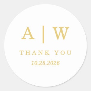 Elegante Weißgold-Minimal-Hochzeitsumschlag-Siegel Runder Aufkleber