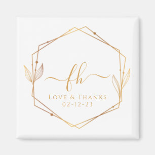 Elegante Weißgold Monogramm Danke Hochzeit Magnet