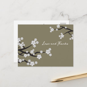 Elegante Weißkirschblüten Sakura Liebe & Dank Postkarte