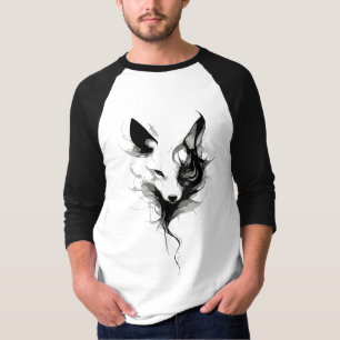 Elegante Weißwolf-Kunst in schwarzer Tinte T-Shirt