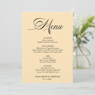 Elegante Weizen-Minimalist-Hochzeitsmenükarte Einladung