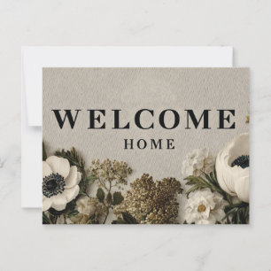 Elegante "Welcome Zuhause" Gruß mit botanischer Ku Postkarte