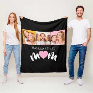 Elegante Welt Beste Mama Süßes Herz 3 Foto Fleecedecke
