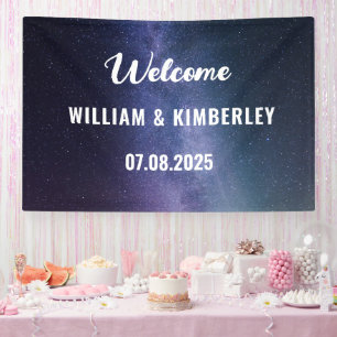 Elegante Weltraum-Hochzeit mit Himmel und Galaxie Banner