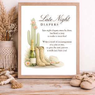 Elegante westliche Babyparty nächtliche Windeln Poster