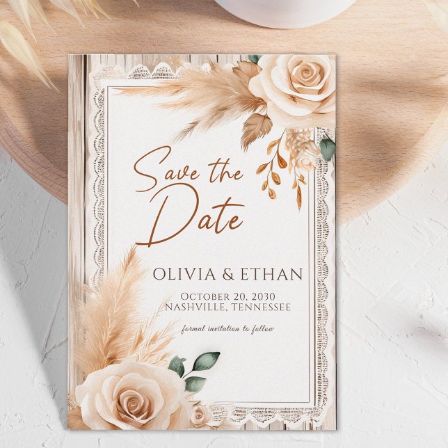 Elegante westliche rustikale Hochzeit mit Blumen Save The Date (Von Creator hochgeladen)