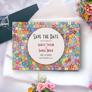 Elegante Whimsical Botanical Floral Summer Wedding Save The Date