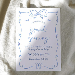Elegante Whimsical Bows Blue Business Opening Even Einladung