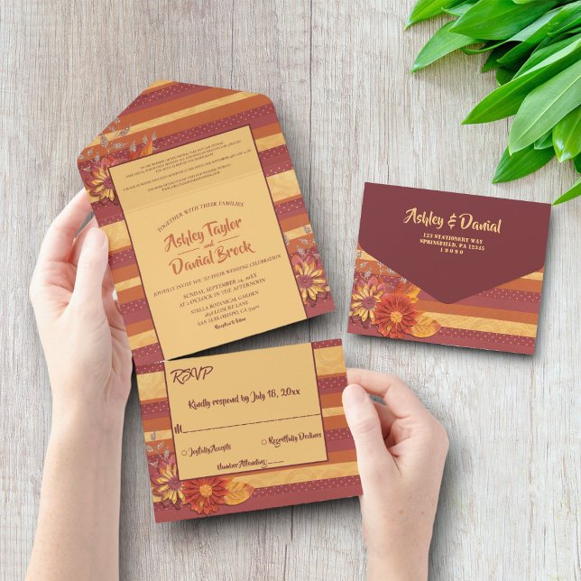 Elegante Whimsical Classy Luxury Floral Wedding All In One Einladung (Von Creator hochgeladen)