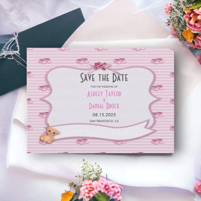 Elegante Whimsical Dekorative Pink Moderne Hochzei Save The Date (Von Creator hochgeladen)