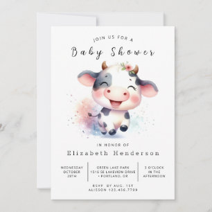 Elegante Whimsical Einzigartige Kuh Baby Dusche Einladung