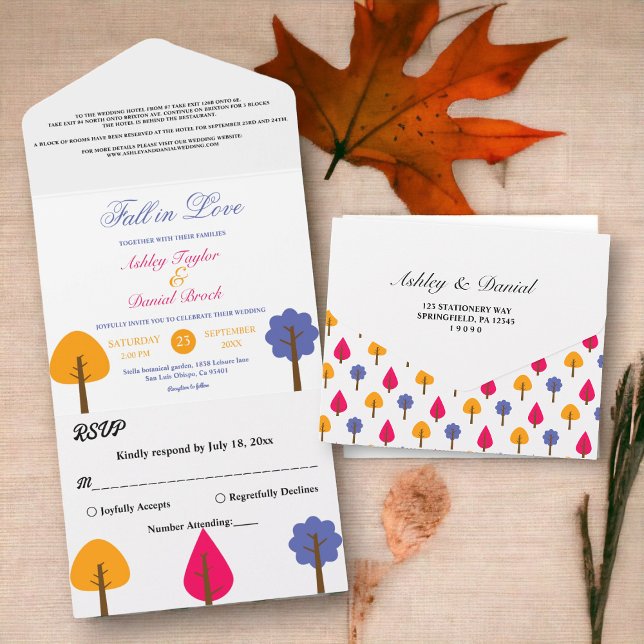 Elegante Whimsical farbenfrohe rustikale Hochzeit  All In One Einladung (Von Creator hochgeladen)