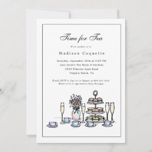 Elegante Whimsical Time for Tea Baby Shower Einladung