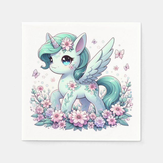 Elegante Whimsical Unicorn Babydusche Serviette (Vorderseite)