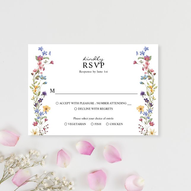 Elegante Whimsical Wildblume Garden Wedding RSVP Karte (Von Creator hochgeladen)