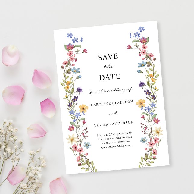 Elegante Whimsical Wildblume Garden Wedding Save The Date (Von Creator hochgeladen)