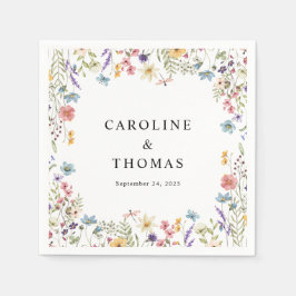 Elegante Whimsical Wildblume Hochzeit Serviette