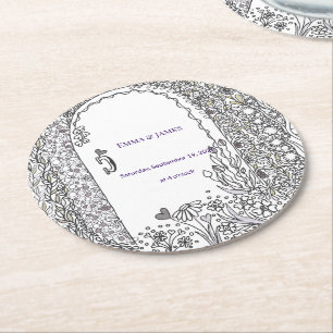 Elegante Whimsische Garten-Tür-Hochzeit Runder Pappuntersetzer