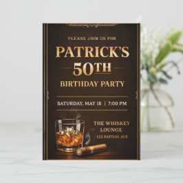 Elegante Whiskey-Themenparty-Einladung, Schwarz &  Einladung