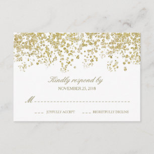 Elegante White and Gold Confetti Polka-Dots UAWG RSVP Karte