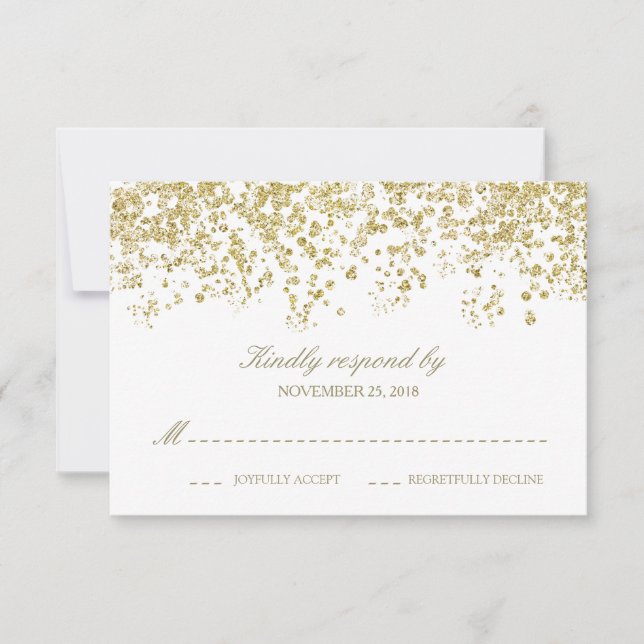 Elegante White and Gold Confetti Polka-Dots UAWG RSVP Karte (Vorderseite)