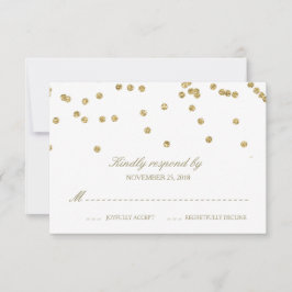 Elegante White and Gold Confetti Polka-Dots UAWG RSVP Karte