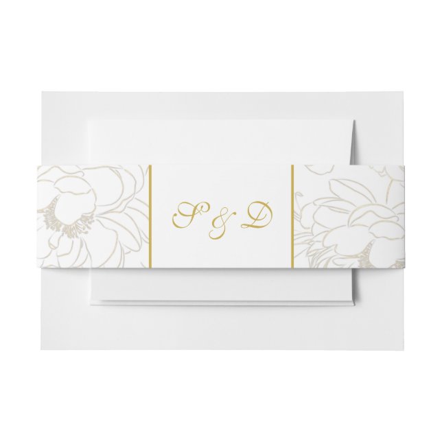 Elegante White and Gold Monogram Wedding Einladungsbanderole (Vorderseite Beispiel)