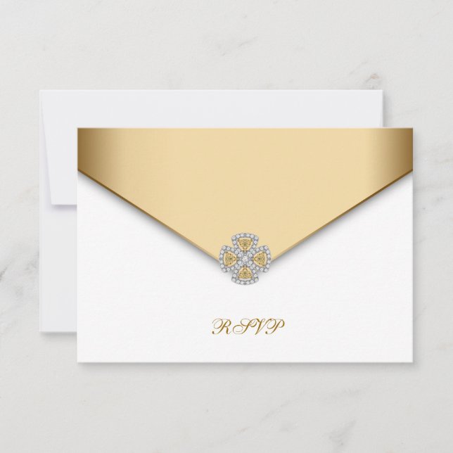 Elegante White and Gold UAWG RSVP Karte (Vorderseite)