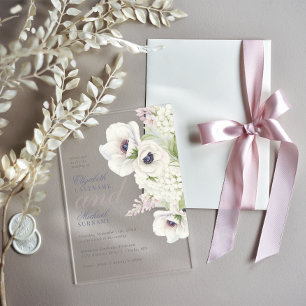 Elegante White Anemone Floral Wedding Acryleinladungen