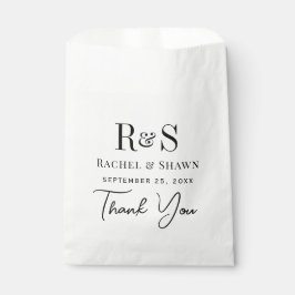 Elegante White & Black Chic Moderne Monogram Weddi Geschenktütchen