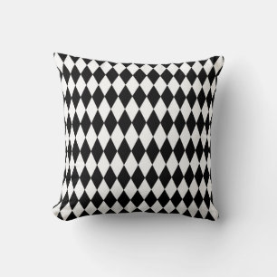 Elegante White Black Harlequin Geometrische Rhombu Kissen
