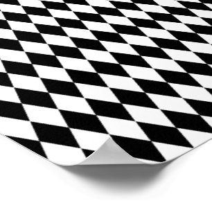 Elegante White Black Harlequin Geometrische Rhombu Poster