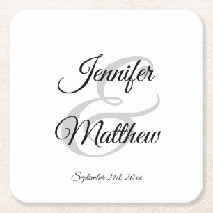 Elegante White Black Wedding-Geschenke - Monogram Rechteckiger Pappuntersetzer