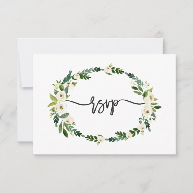 Elegante White Blooming Floral Handwriting UAWG RSVP Karte (Vorderseite)