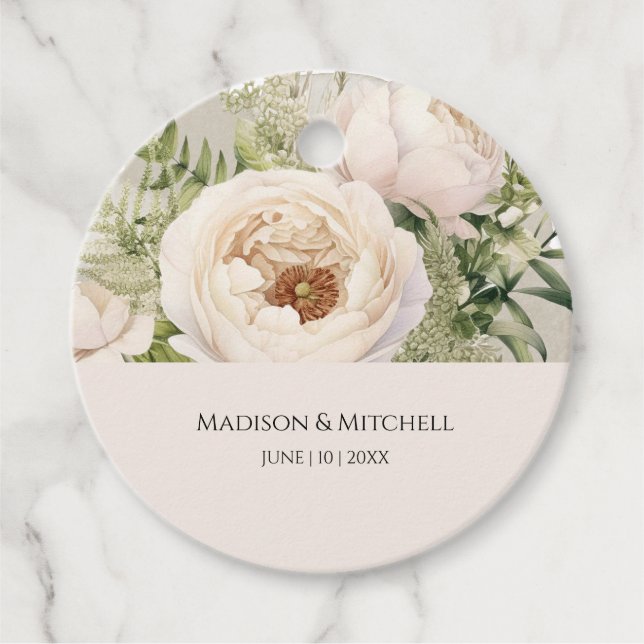 Elegante White Blume Bouquet Geschenkanhänger (Vorderseite)