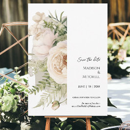 Elegante White Blume Bouquet Save The Date