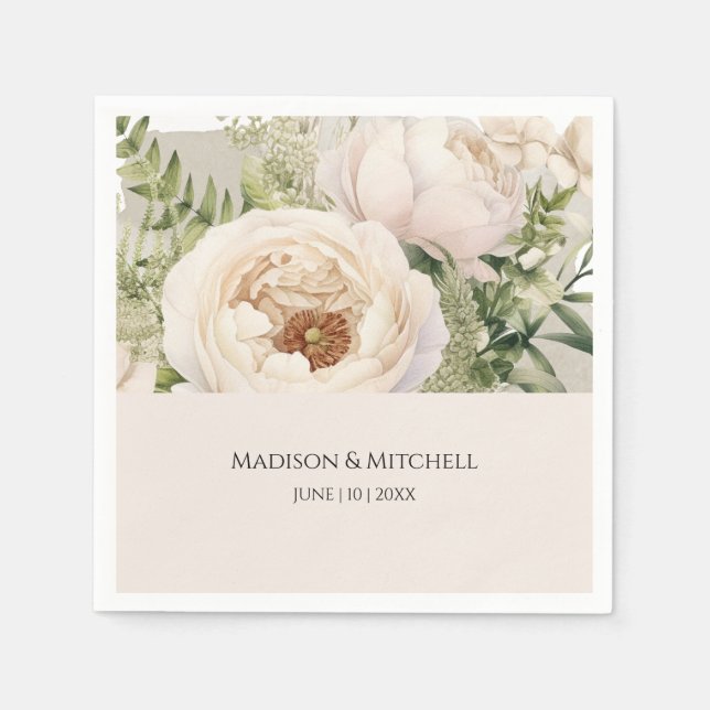 Elegante White Blume Bouquet Serviette (Vorderseite)