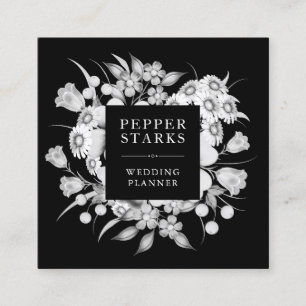 Elegante White Blume Bouquet Visitenkarte