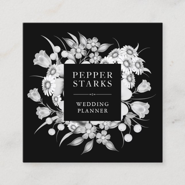 Elegante White Blume Bouquet | Visitenkarte (Vorderseite)