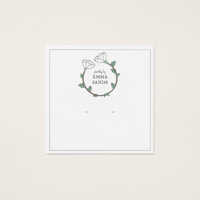 Elegante White Blume Earring Juwelry Display Card (Vorderseite)
