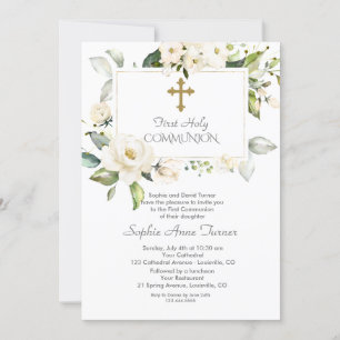 Elegante White Blume Goldene Girl Einladung