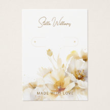 Elegante White Blume Hoop Earring Display Card