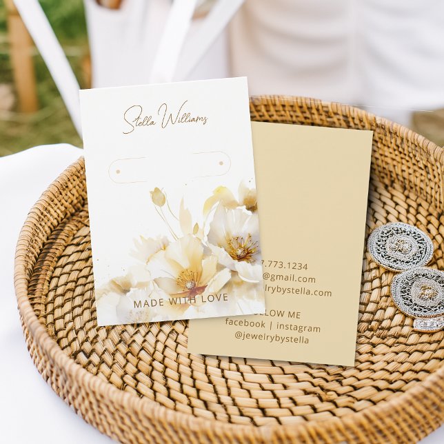 Elegante White Blume Hoop Earring Display Card (Elegant White Flower Hoop Earring Display Card)