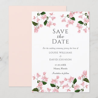 Elegante White Bougainvillea Save the Date Karte