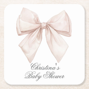 Elegante White Bow Baby Shower Rechteckiger Pappuntersetzer