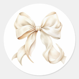 Elegante White Bow Baby Shower Runder Aufkleber