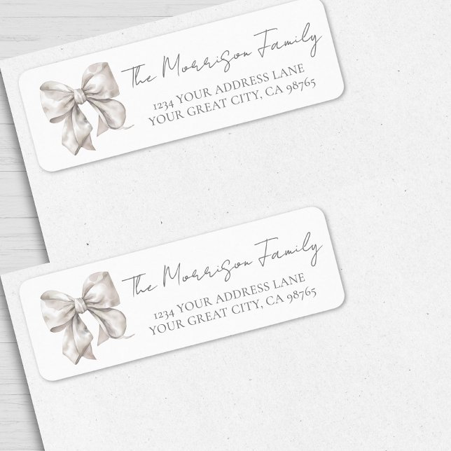 Elegante White Bow Rücksendeadresse (Elegant White Bow Return Address label)