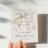 Elegante White Bow Save the Date Card